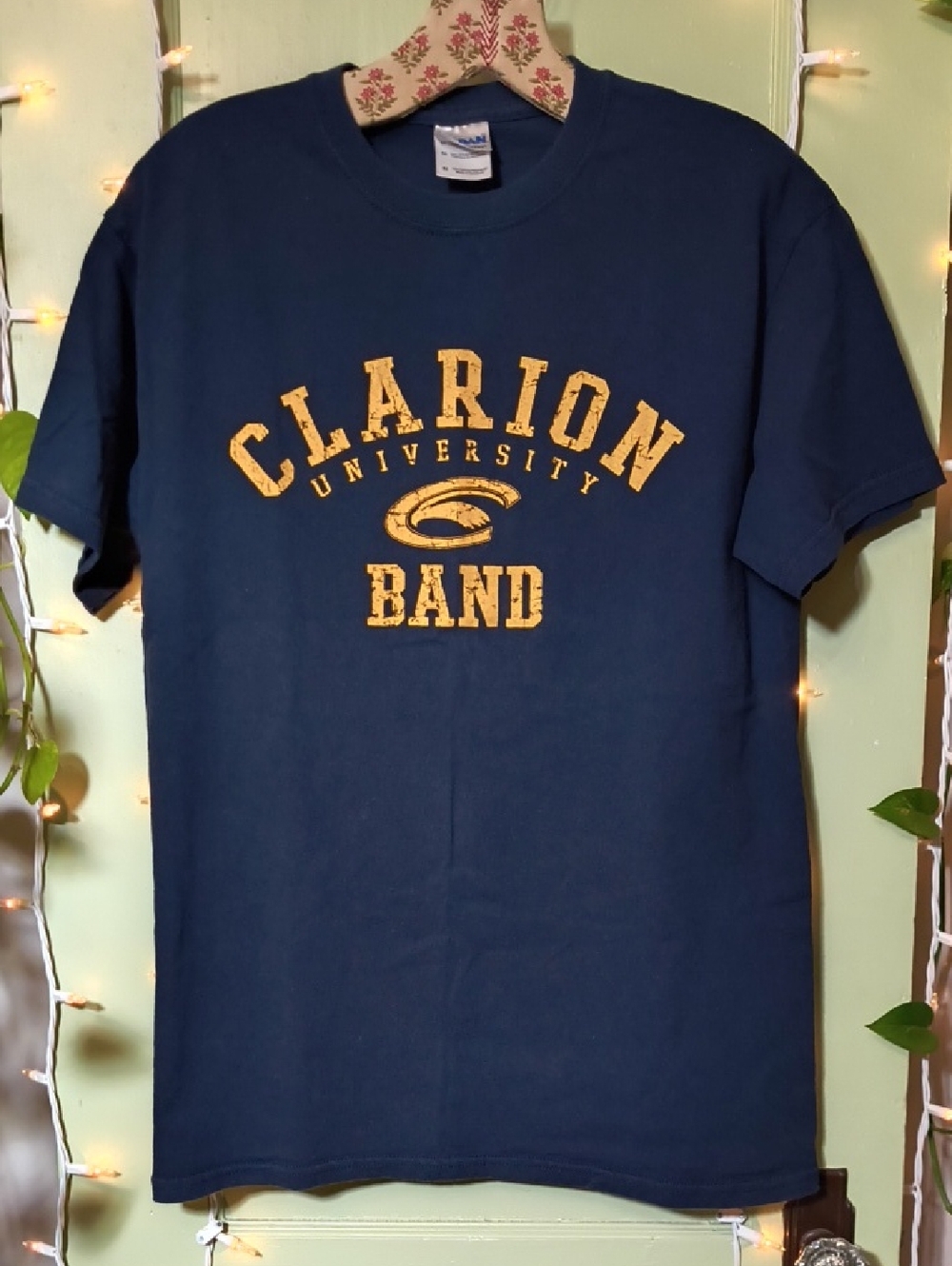 Women's Gildan Ultra Cotton Clarion Band Navy Yellow M T-shirt 👕